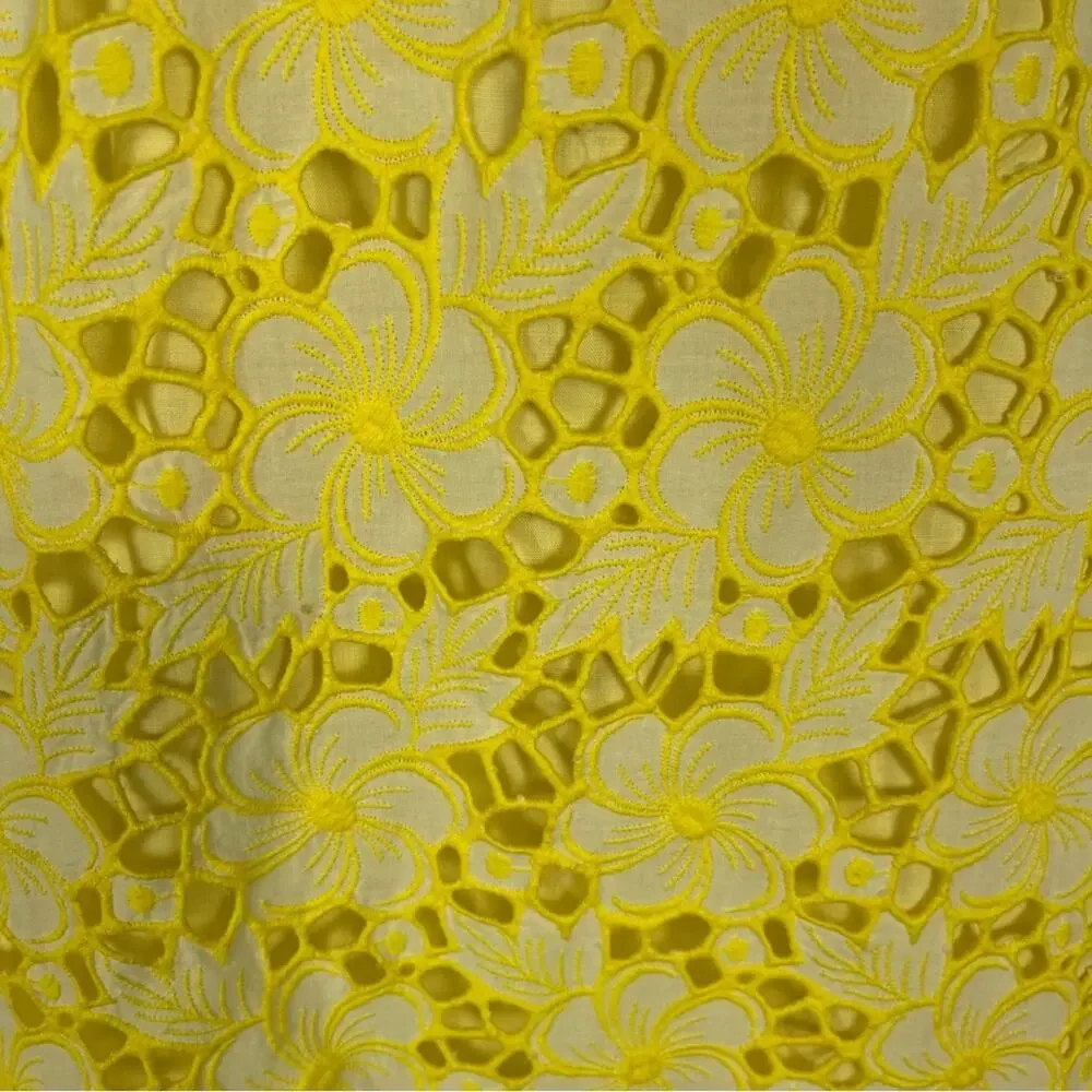 Lilly Pulitzer Vintage 90's Strapless Sienna Yellow Floral Eyelet Dress Size 2 - Picture 5 of 8